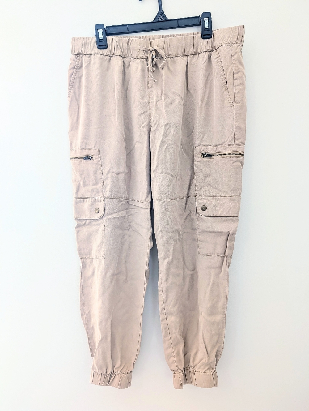 Banana Republic Cargo Joggers Large Khaki Tencel High Rise Utility Pants